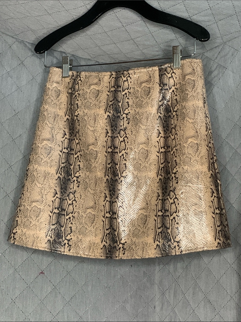 #207 Tan Snake-Print A-Line Mini Skirt